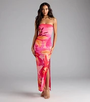 Island Time Tropical Floral Mesh Maxi Dress