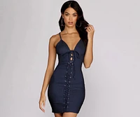 Lattice Status Lace-Up Dress