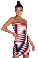 Tie Breaker Striped Mini Dress