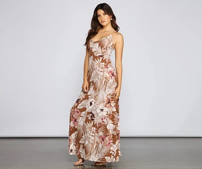 Alluring Tropical Floral Maxi Dress