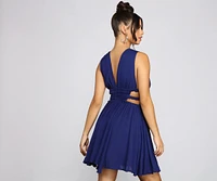 Trendy Cutout Gauze Knit Skater Dress