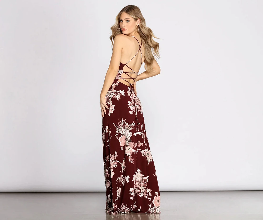 Fine Florals High Neck Maxi Dress