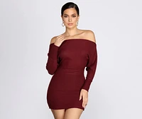 Off Shoulder Knit Mini Dress