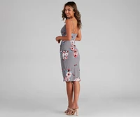 Floral Moment Asymmetrical High Slit Midi Dress