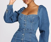 Dreamy Denim Button Front Mini Dress