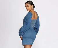 Dreamy Denim Button Front Mini Dress