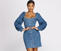 Dreamy Denim Button Front Mini Dress