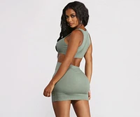 Sleeveless Cut Out O-Ring Ribbed Mini Dress