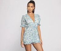 Floral Persuasion Ruched Mini Dress