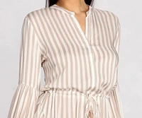 Stylish Stripes Tassel Waist Tie Mini Dress