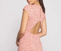 Open Back High Slit Floral Dress