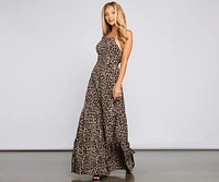 Fiercely Stylish Lace-Up Leopard Maxi Dress