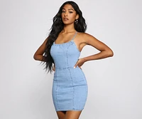 Denim Dreams Lace-Up Mini Dress