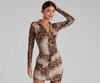 Stun Snake Print Button-Down Dress