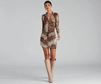 Stun Snake Print Button-Down Dress