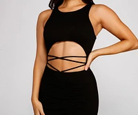 Sultry Strappy Waist Sleeveless Midi Dress