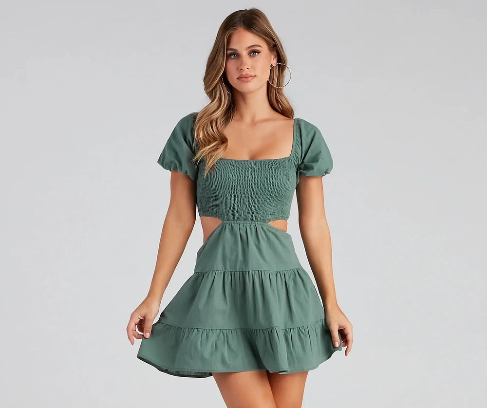 Puff Love Square Neck Skater Dress