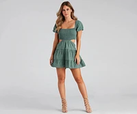 Puff Love Square Neck Skater Dress