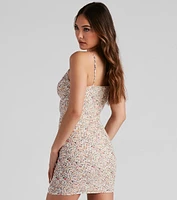 Lotus Floral Mesh Bodycon Dress