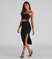 Elevated Knit High Slit Midi Dress