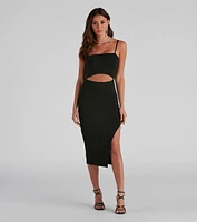 Elevated Knit High Slit Midi Dress