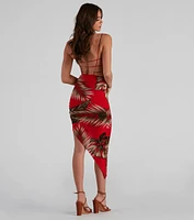 Island Palms Strappy Midi Dress