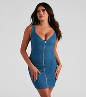 The Cutest Denim V-Neck Mini Dress