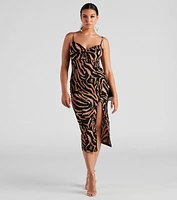 So Sleek Zebra Print Midi Dress