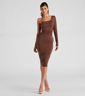 Draw Attention One-Shoulder Midi Dress