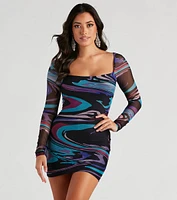 Alluring Marble Mesh Bodycon Dress