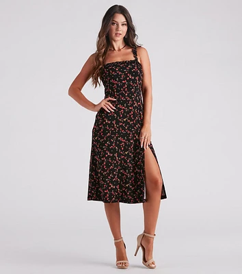 So Love Floral A-Line Midi Dress