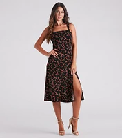 So Love Floral A-Line Midi Dress