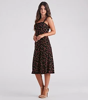 So Love Floral A-Line Midi Dress