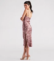 Dreamy Floral Satin Midi Dress