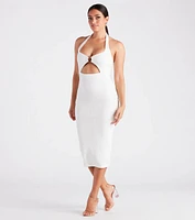 Catching Flights O-Ring Halter Midi Dress