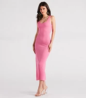 Effortless Styling Ribbed Knit Midi Dress