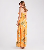 Island Love Tropical Print Maxi Dress