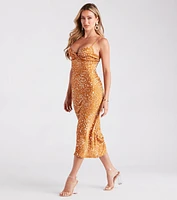 Fierce And Fine Satin Leopard Midi Dress