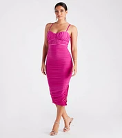 Curve Flaunter Mesh Ruched Midi Dress