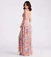 Enchanting Entrance Chiffon Floral Maxi Dress