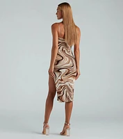 Swirl Fun Chain Strap Midi Dress