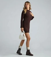 Casual Chills Long Sleeve Slit Mini Dress