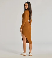 All Things Cozy High Slit Knit Midi Dress