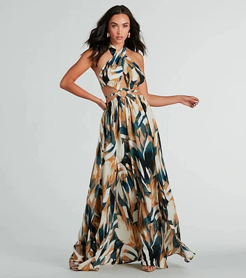 Dreamy Destination Cutout Tropical Print Maxi Dress