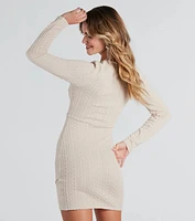 Adorable Style Cable Knit Mini Dress