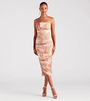 Day Dreamer Strapless Abstract Midi Dress