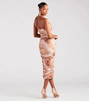 Day Dreamer Strapless Abstract Midi Dress