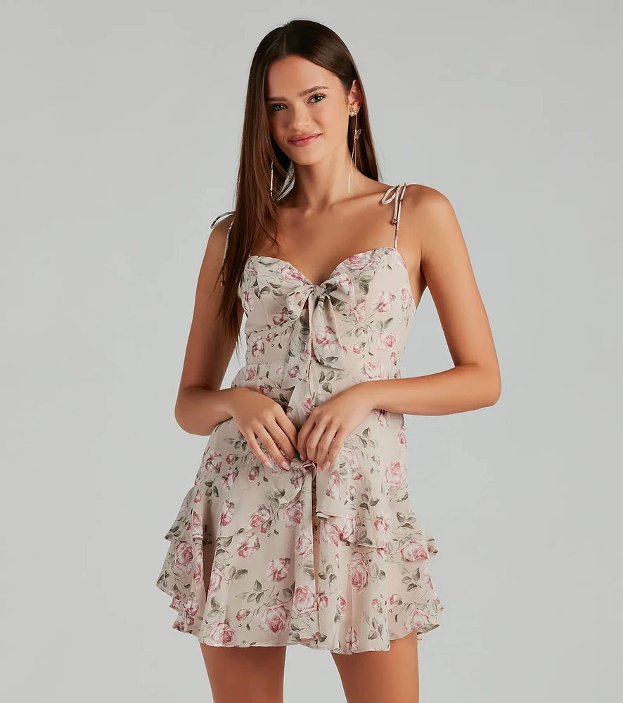 Enchanting Romance Floral Chiffon Short Dress