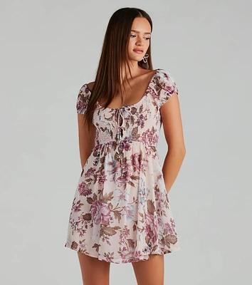 Obsessed With Floral Chiffon Skater Dress