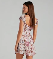 Obsessed With Floral Chiffon Skater Dress